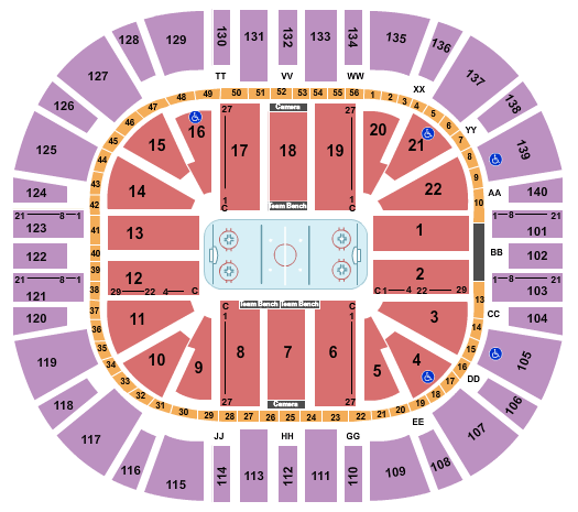 Delta Center Hockey 2018 Seating Chart