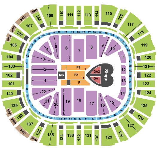 Delta Center Pink Seating Chart