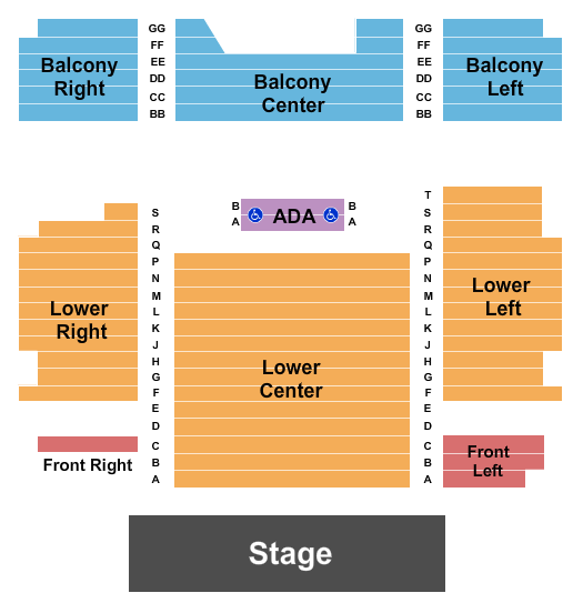 Vogue Theatre - IN End Stage Seating Chart