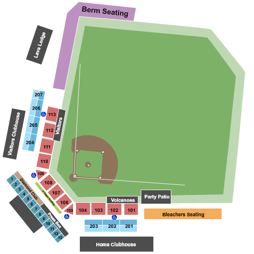 Volcanoes Stadium Baseball Seating Chart