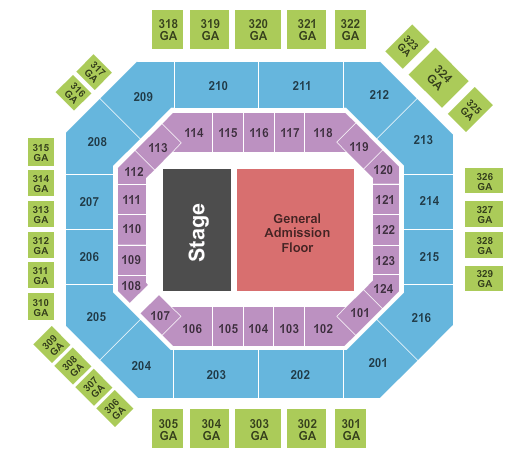 Credit One Stadium Concert - GA Floor & GA Upper Seating Chart