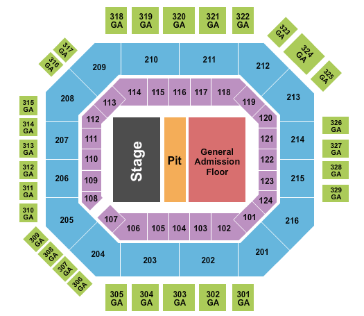 Credit One Stadium GA Floor and Pit Seating Chart