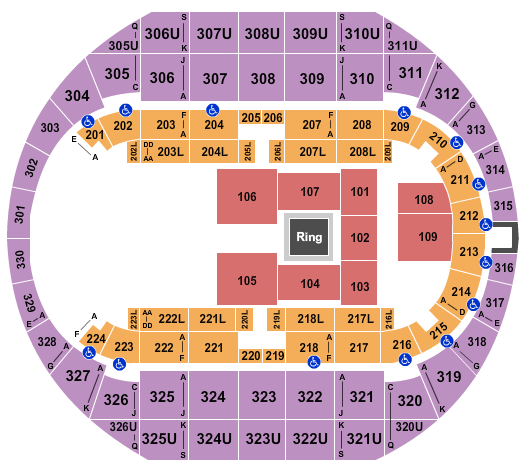 Propst Arena At the Von Braun Center All Elite Wrestling Seating Chart