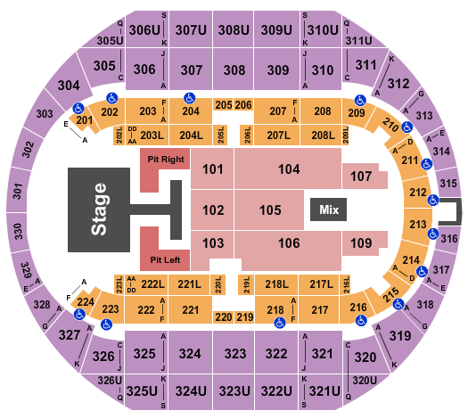 Propst Arena At the Von Braun Center Elevation Worship Seating Chart