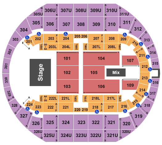 Propst Arena At the Von Braun Center End Stage 5 Seating Chart