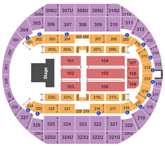 Propst Arena At the Von Braun Center End Stage Seating Chart