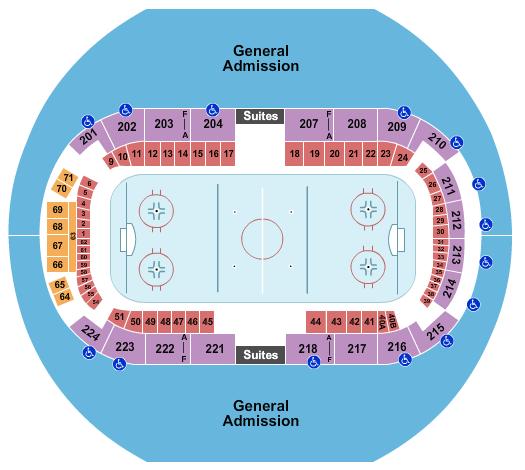 Propst Arena At the Von Braun Center Hockey 2020 Seating Chart