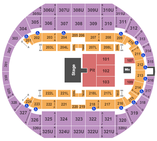 Propst Arena At the Von Braun Center Lee Brice Seating Chart