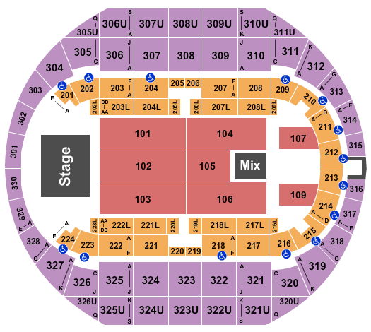 Propst Arena at the Von Braun Center Seating Chart