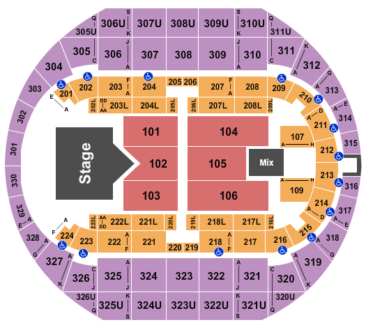 Propst Arena at the Von Braun Center Seating Chart