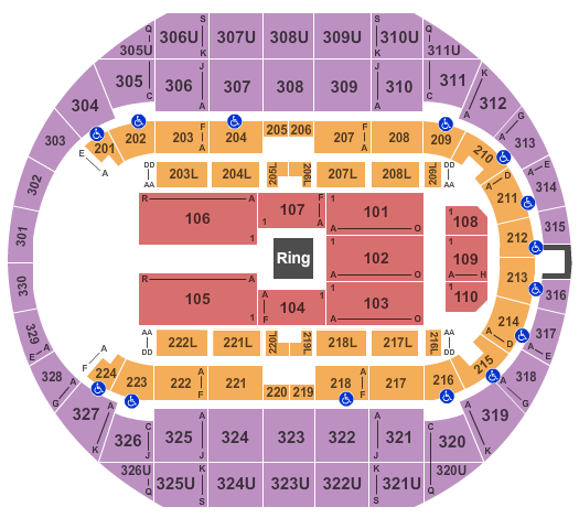Propst Arena At the Von Braun Center WWE Seating Chart