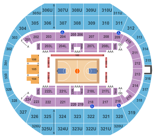 Propst Arena At the Von Braun Center Basketball 2 Seating Chart