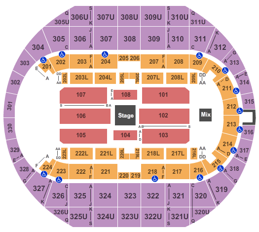 Propst Arena At the Von Braun Center Center Stage Seating Chart