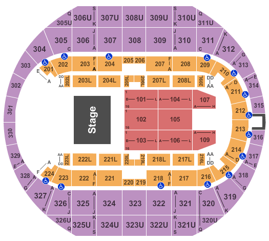 Propst Arena At the Von Braun Center End Stage 2 Seating Chart