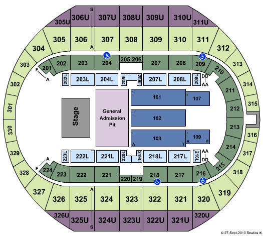 Propst Arena At the Von Braun Center End Stage Zone Seating Chart