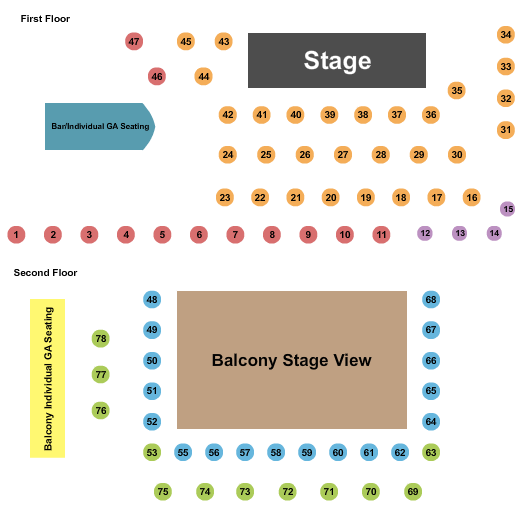 Vulcan Gas Company GA & Preferred Tables Seating Chart