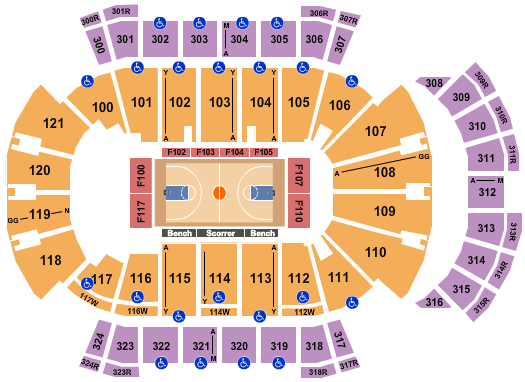 VyStar Veterans Memorial Arena Basketball - College Seating Chart