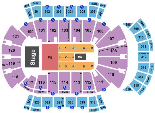 VyStar Veterans Memorial Arena Endstage GA Pit Seating Chart