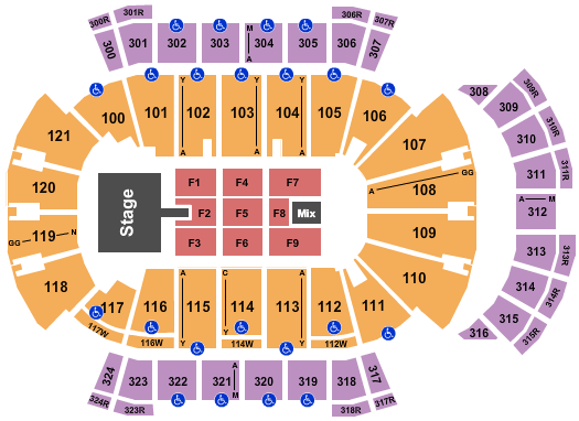seating chart for VyStar Veterans Memorial Arena - Pentatonix - eventticketscenter.com
