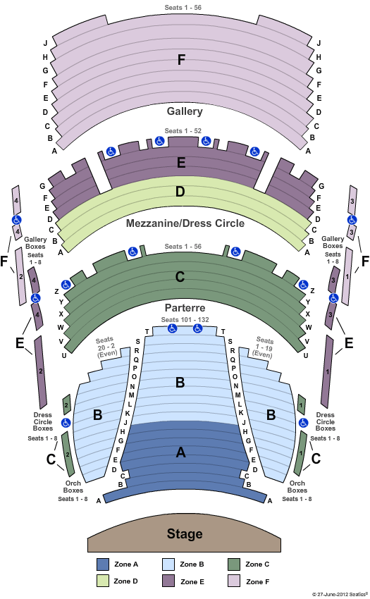 Wagner Noel Performing Arts Center EndStage - Zone Seating Chart