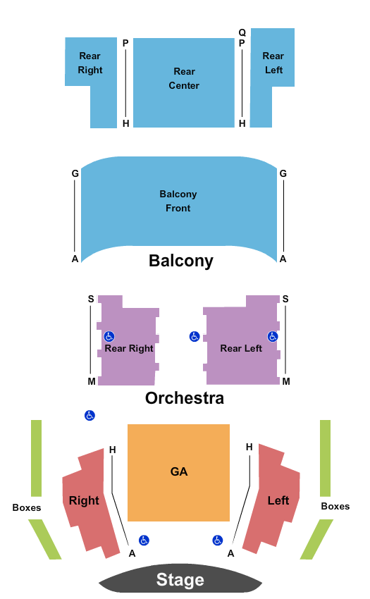 District Music Hall End Stage Center GA Seating Chart