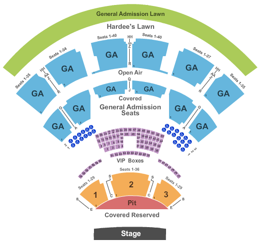 Coastal Credit Union Music Park at Walnut Creek Endstage GA Pit - Low Res GA Upper Seating Chart