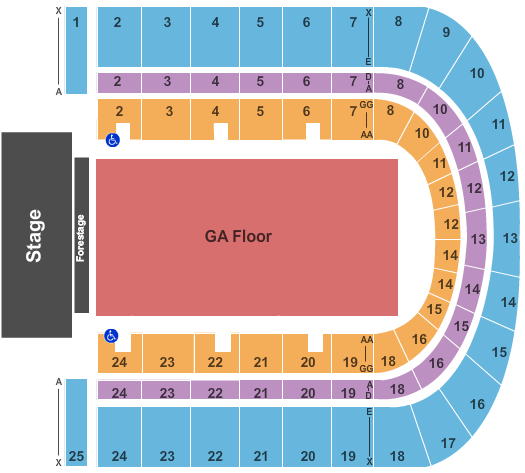 Upstate Medical University Arena at Onondaga County War Memorial Concert - GA Floor Seating Chart