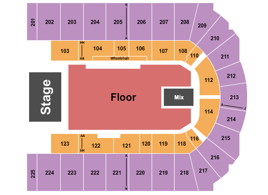Upstate Medical University Arena at Onondaga County War Memorial Endstage Floor Seating Chart