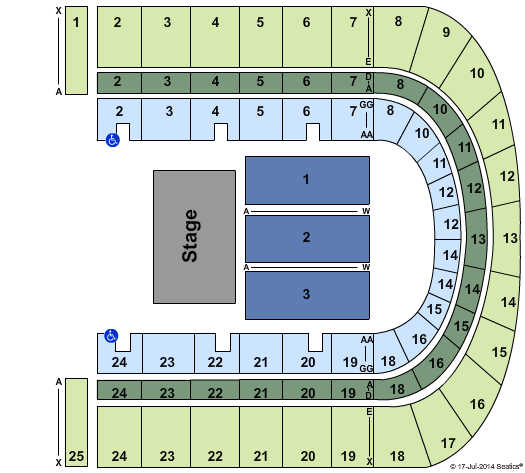 Upstate Medical University Arena at Onondaga County War Memorial Small Endstage Seating Chart