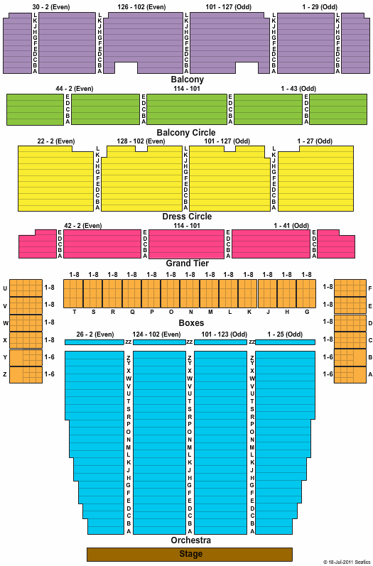 War Memorial Opera House End Stage Seating Chart