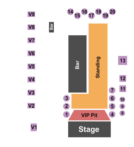 Warehouse Live Midtown VIP Pit/Standing/Tables Seating Chart