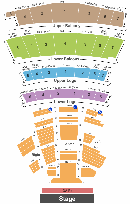 Warfield End Stage Pit Seating Chart