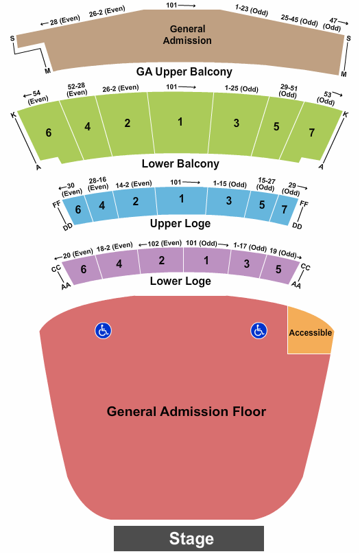 Warfield GA Flr & Up Balc - Rsvd Loge & Low Balc Seating Chart