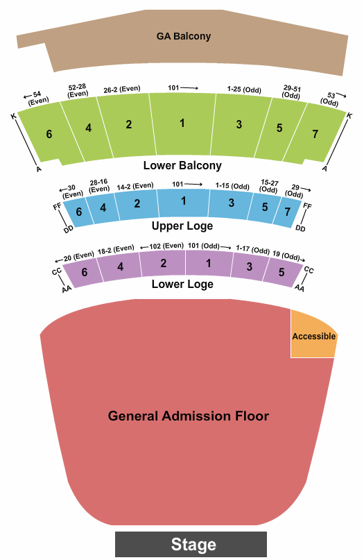 Warfield Endstage GA Floor/GA Balc 3 Seating Chart
