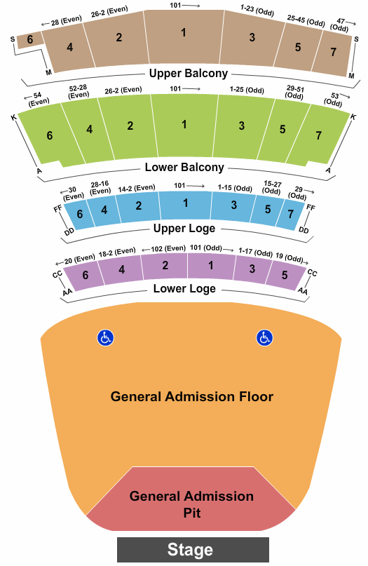 Warfield Endstage GA Floor/Pit Seating Chart