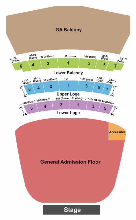 Warfield GA Floor/GA Balcony Seating Chart