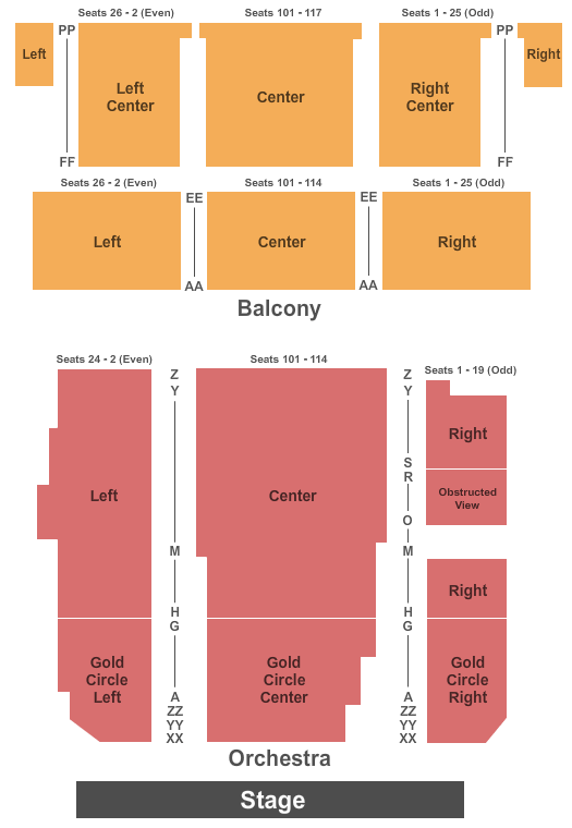 Warner Grand Theatre End Stage Seating Chart