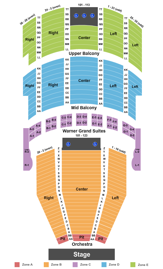 Marcus King Warner Theatre - DC Seating Chart