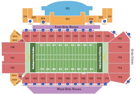 Washington/Grizzly Stadium Football Seating Chart