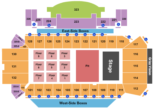 Washington/Grizzly Stadium Tyler Childers Seating Chart