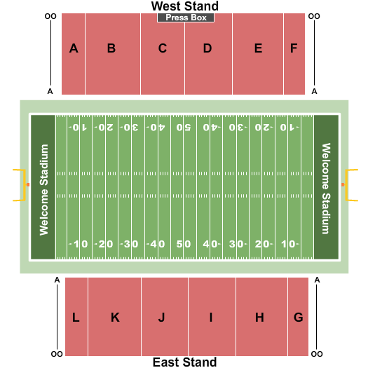 seating chart for Welcome Stadium - Football - eventticketscenter.com