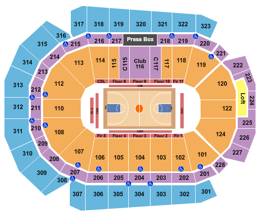 seating chart for Wells Fargo Arena - IA - Basketball - eventticketscenter.com