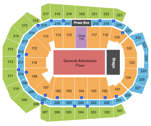 Wells Fargo Arena - IA End Stage GA Seating Chart