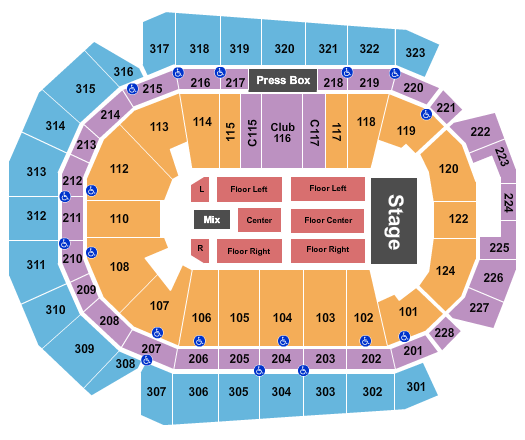 Wells Fargo Arena - IA End Stage 2 Seating Chart
