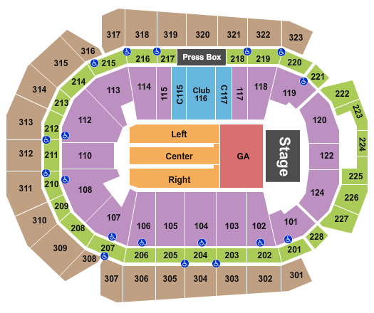 Wells Fargo Arena - IA Endstage GA Pit Seating Chart