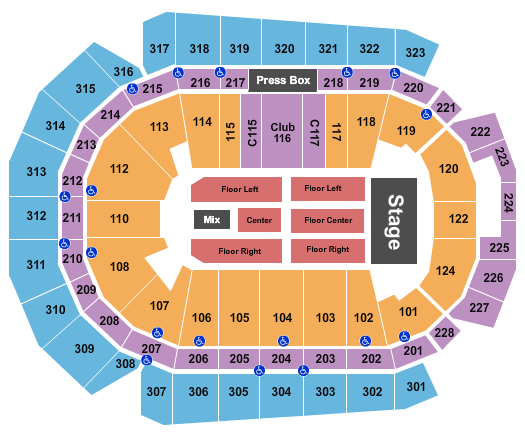 Wells Fargo Arena - IA End Stage Seating Chart