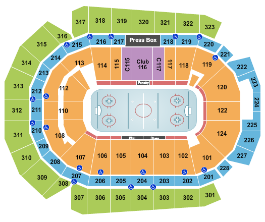 Wells Fargo Arena - IA Hockey Seating Chart