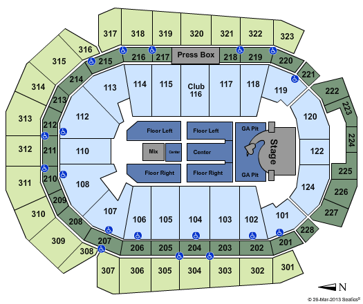 Wells Fargo Arena - IA Pink Seating Chart