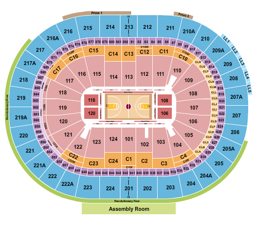 Wells Fargo Center - PA Basketball Seating Chart