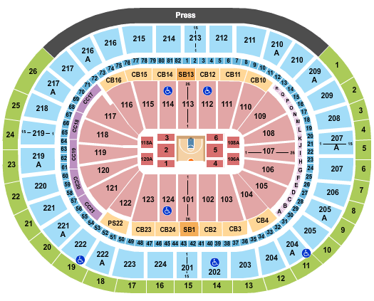 Wells Fargo Center - PA Big 3 Basketball Seating Chart